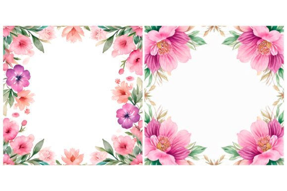 2 Flower Frame Pattern Watercolor