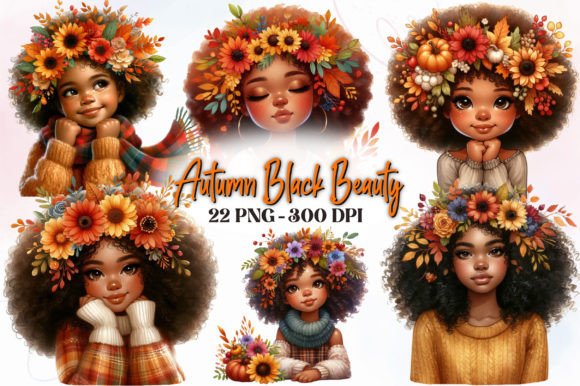 Autumn Black Beauty Watercolor Clipart for Designers