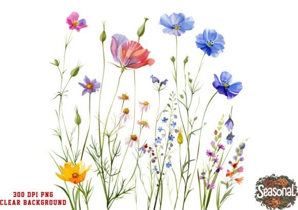 Boho Flowers Bouquet Watercolor Clipart