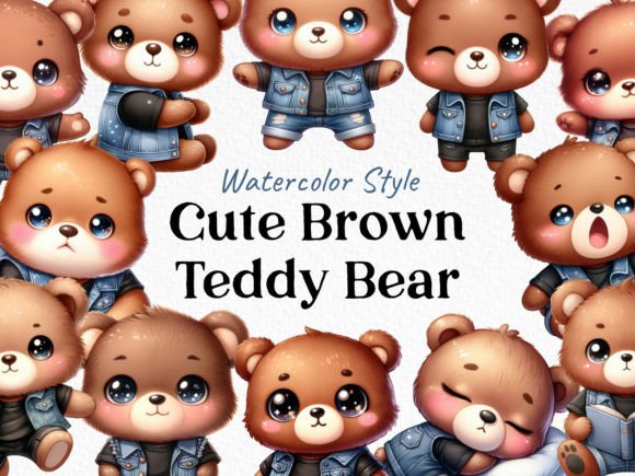 Bundle Watercolor Cute Brown Teddy PNG: A Playful Design Asset for Brand Storytelling