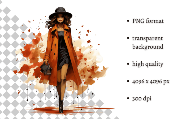 Elegant Watercolor Autumn Woman Clipart for Thoughtful Design