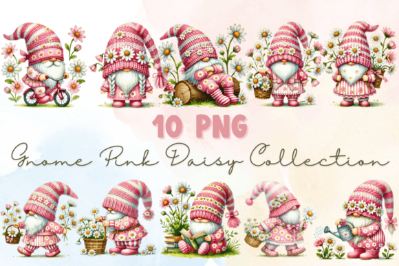 Gnome Garden Daisy Bundles Watercolor