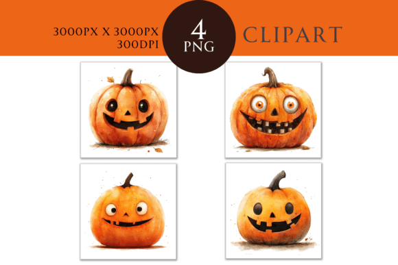 Halloween Watercolor Clipart PNG for Designers