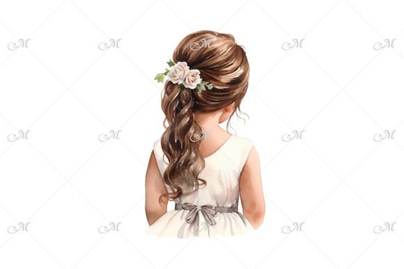 Little Flower Girl Watercolor Clipart