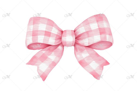 Pink Gingham Bow Watercolor Clipart PNG Design Guide