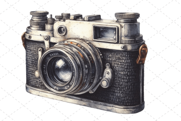 RetroSnap Watercolor Vintage Camera Art