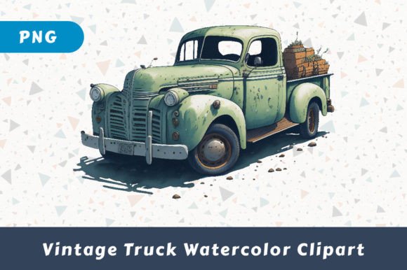 Vintage Truck Watercolor Clipart for Branding and Design