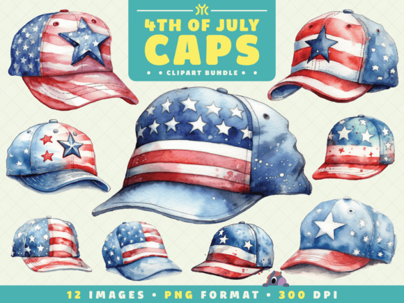 Watercolor 4th of July Cap Clipart for Creative Projects