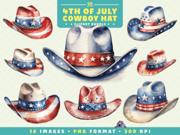 Watercolor 4th of July Cowboy Hat PNG: A Designer’s Asset