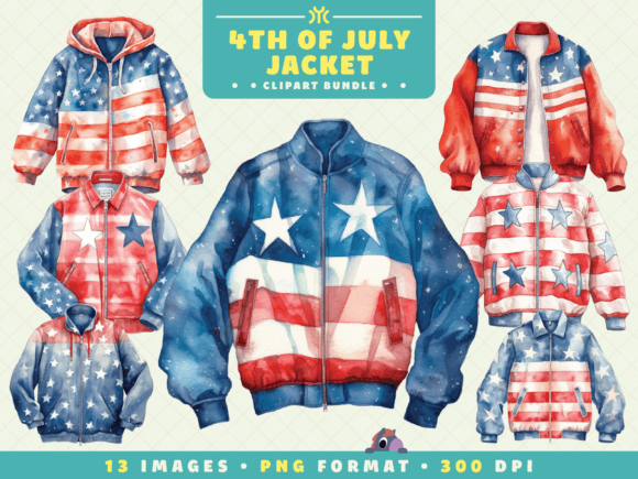 Watercolor 4th of July Jacket Clipart for Creative Projects
