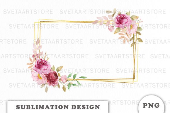 Watercolor Autumn Gold Frame Png for Warm Branding