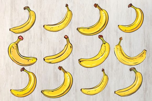 Watercolor Banana Clipart for Branding and Design Work