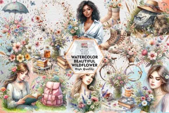 Watercolor Beautiful Wildflower Clipart