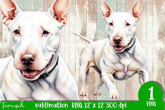 Watercolor Bull Terrier Sublimation: Design Assets with Character