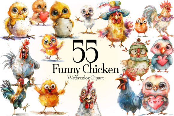 Watercolor Chicken Clipart for Creative Projects