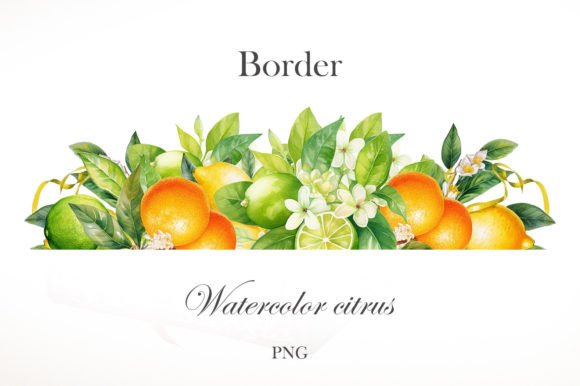 Watercolor Citrus Border: A Zesty Design Asset