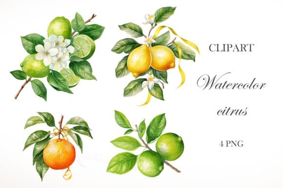 Watercolor Citrus Illustrations: A Display Font with Fresh Appeal