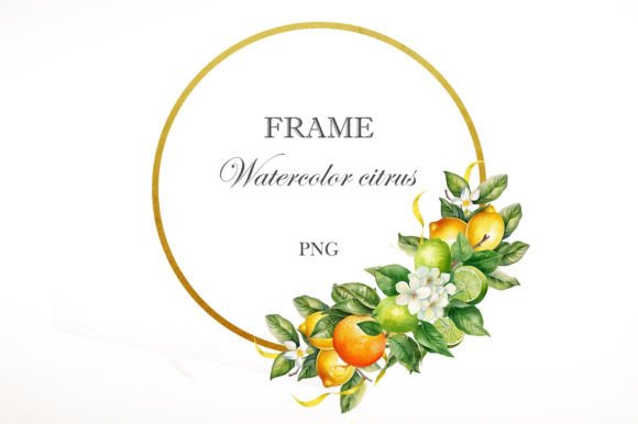 Watercolor Citrus Round Frame: A Branding Essential