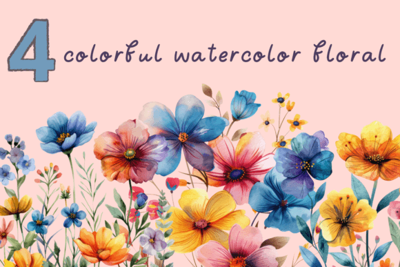 Watercolor Flowers & Colorful Floras Font