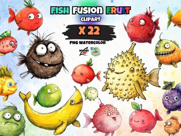 Watercolor Funny Fish Fruit Theme: A Playful Twist for Creative Projects
