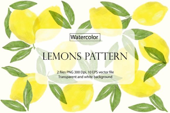 Watercolor Lemon Pattern PNG