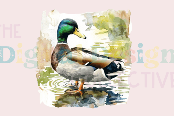 Watercolor Mallard Duck Clipart: A Versatile Design Asset