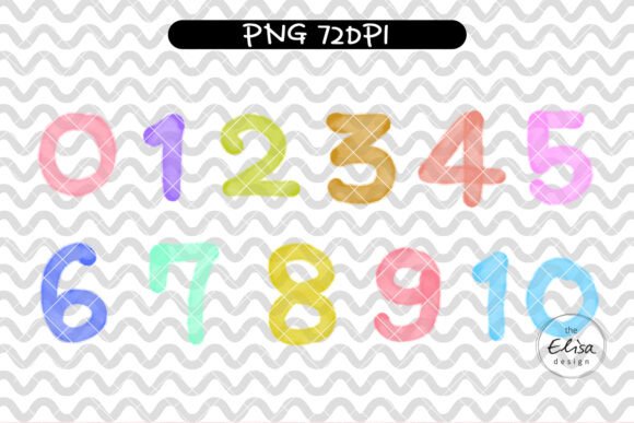 Watercolor Number Clipart2: Hand-Painted Numerals for Branding