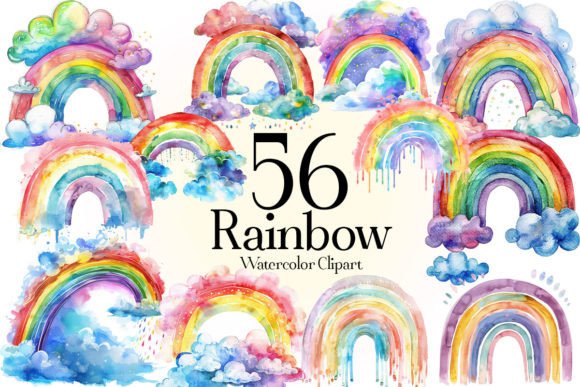 Watercolor Rainbow Clipart for Modern Creative Projects
