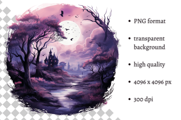 Watercolor Spooky Halloween PNG Clipart