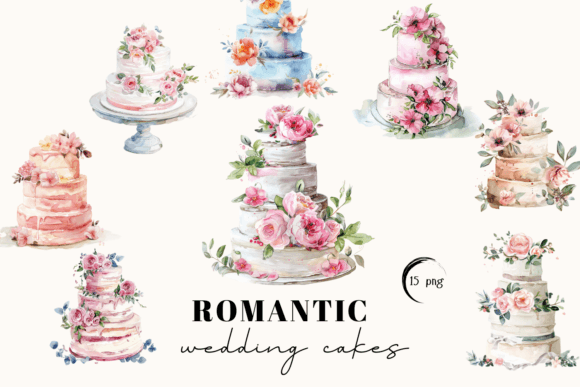 Watercolor Wedding Clipart & Cake Design Guide