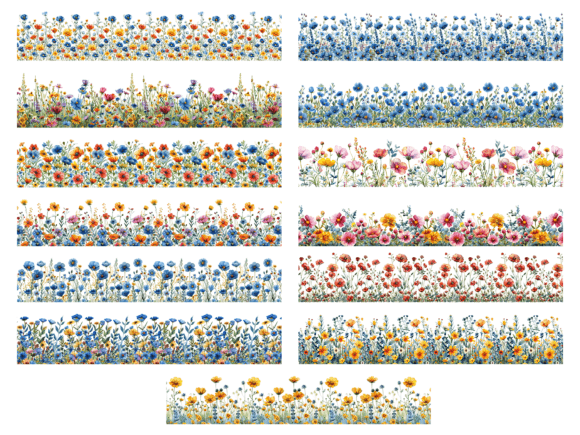 Watercolor Wildflower Borders Clipart for Design Projects