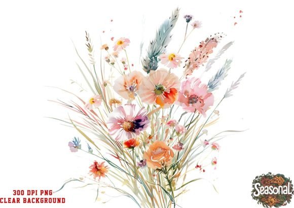 Watercolor Wildflower Png Clipart for Authentic Branding and Design
