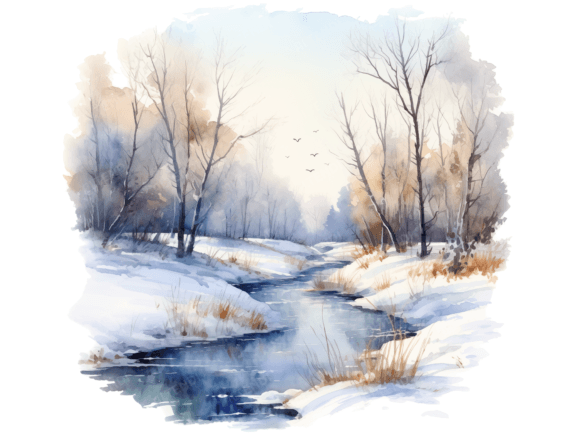 Watercolor Winter Forest Clipart for Cozy Winter Design Projects