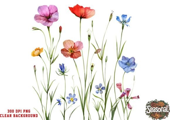 Wildflower: A Watercolor Floral Border PNG for Natural Branding